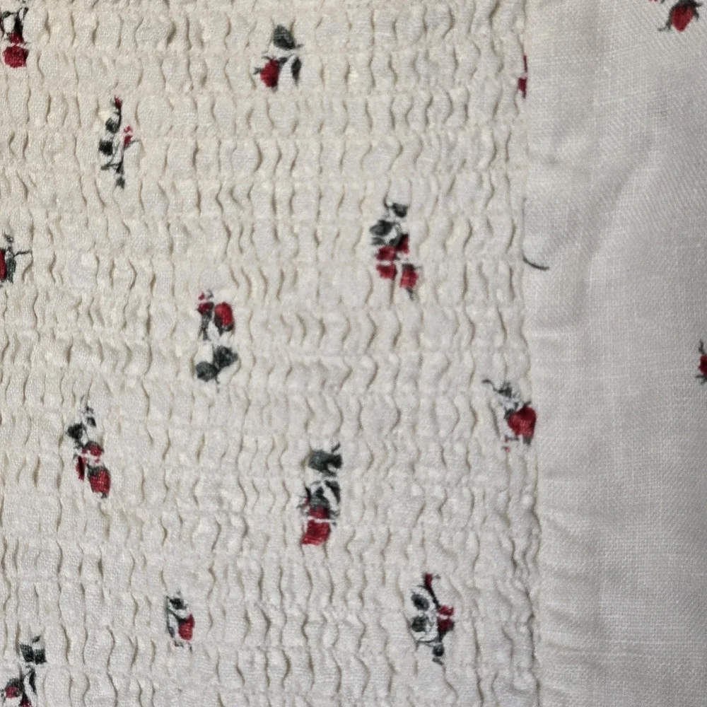 Reformation Romi White Floral Puff Sleeve Corset Linen Cottagecore Milkmaid Top